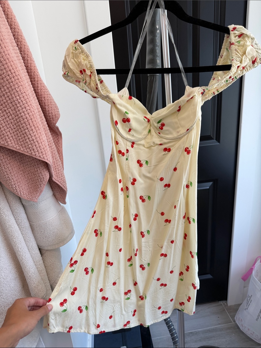 Cherry Print Cream Mini Dress Rozalia US 0 AU 4 NEW WITH TAGS